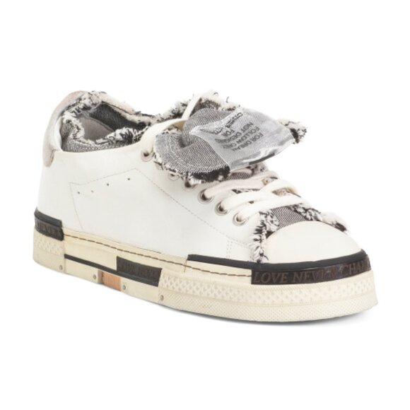 NEW REBECCA WHITE Leather Identity Sneakers in white/gray for women 1125 5t3 - Picture 8 of 10